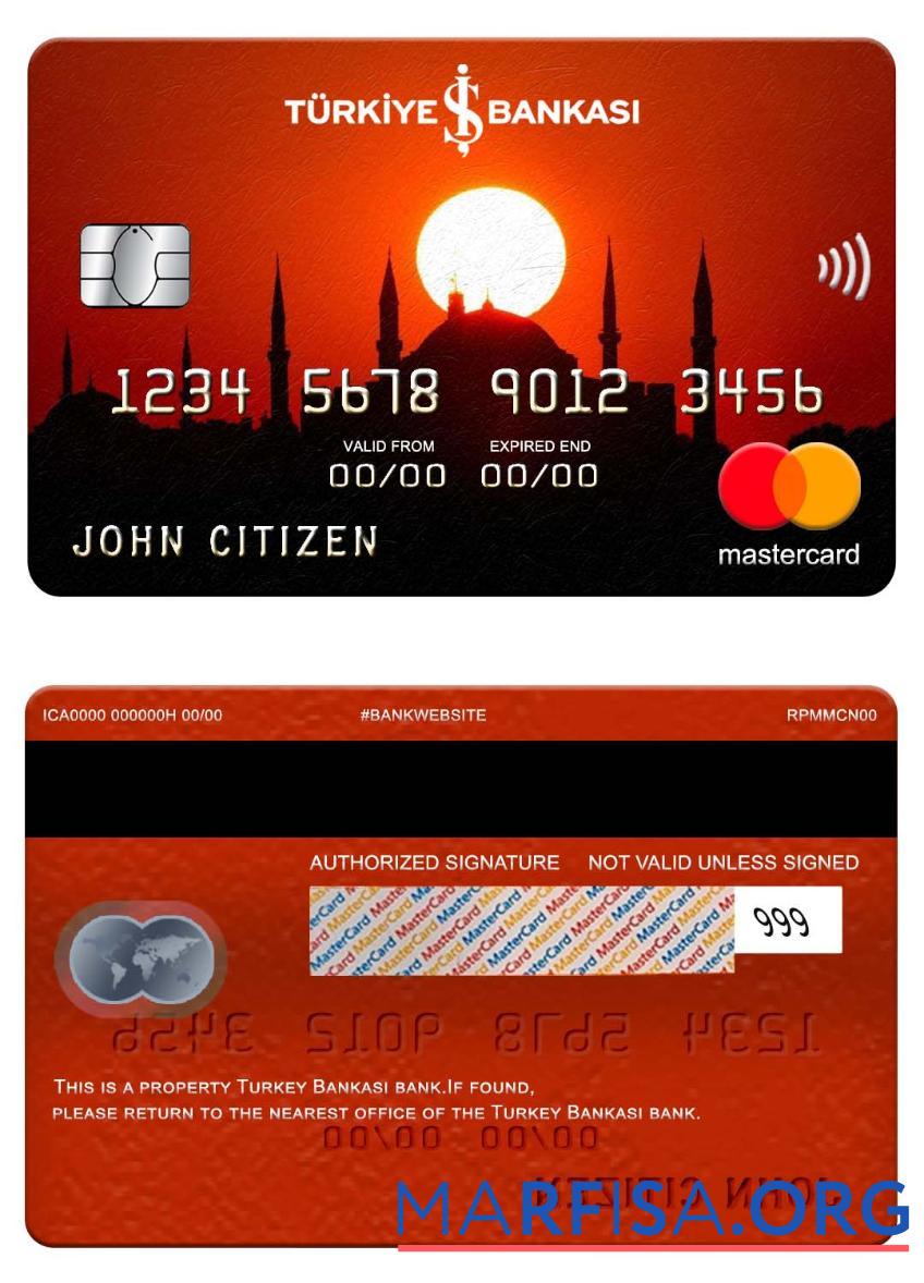 Printable Turkey Bankasi bank mastercard download for verification